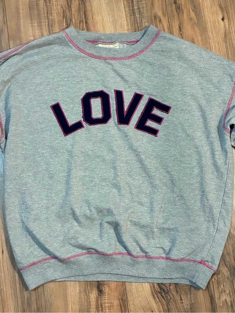 Bobbie Brooks Light Gray Pullover with Pink Overlock Stitching